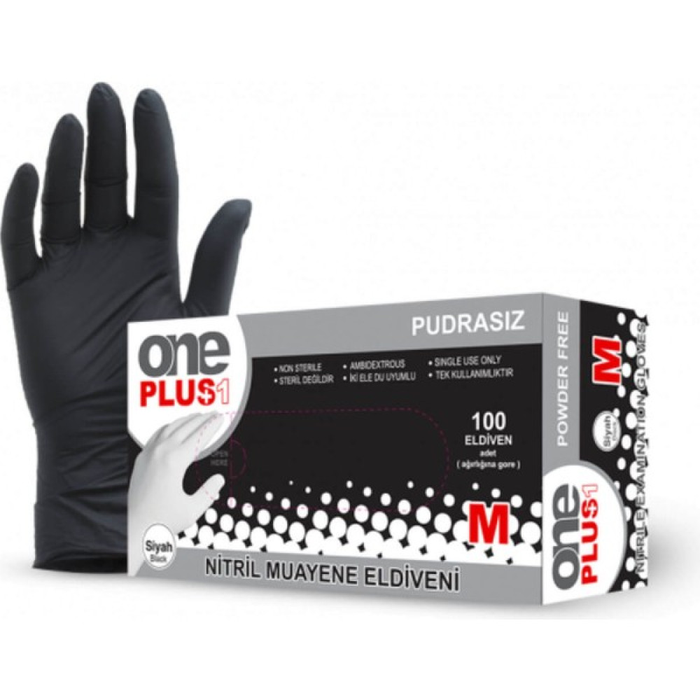 One Plus 1 One Plus1 Pudrasız Nitril Eldiven M Beden Siyah 100'LÜ Diğer Fiyatı