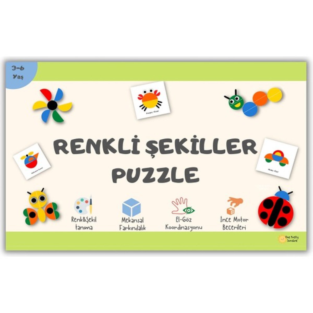 One Pretty Sunshine Renkli Şekiller Puzzle, Bebek Yapboz, Çocuk Yapboz, Zeka Kartları Eğitici Oyuncak Fiyatı