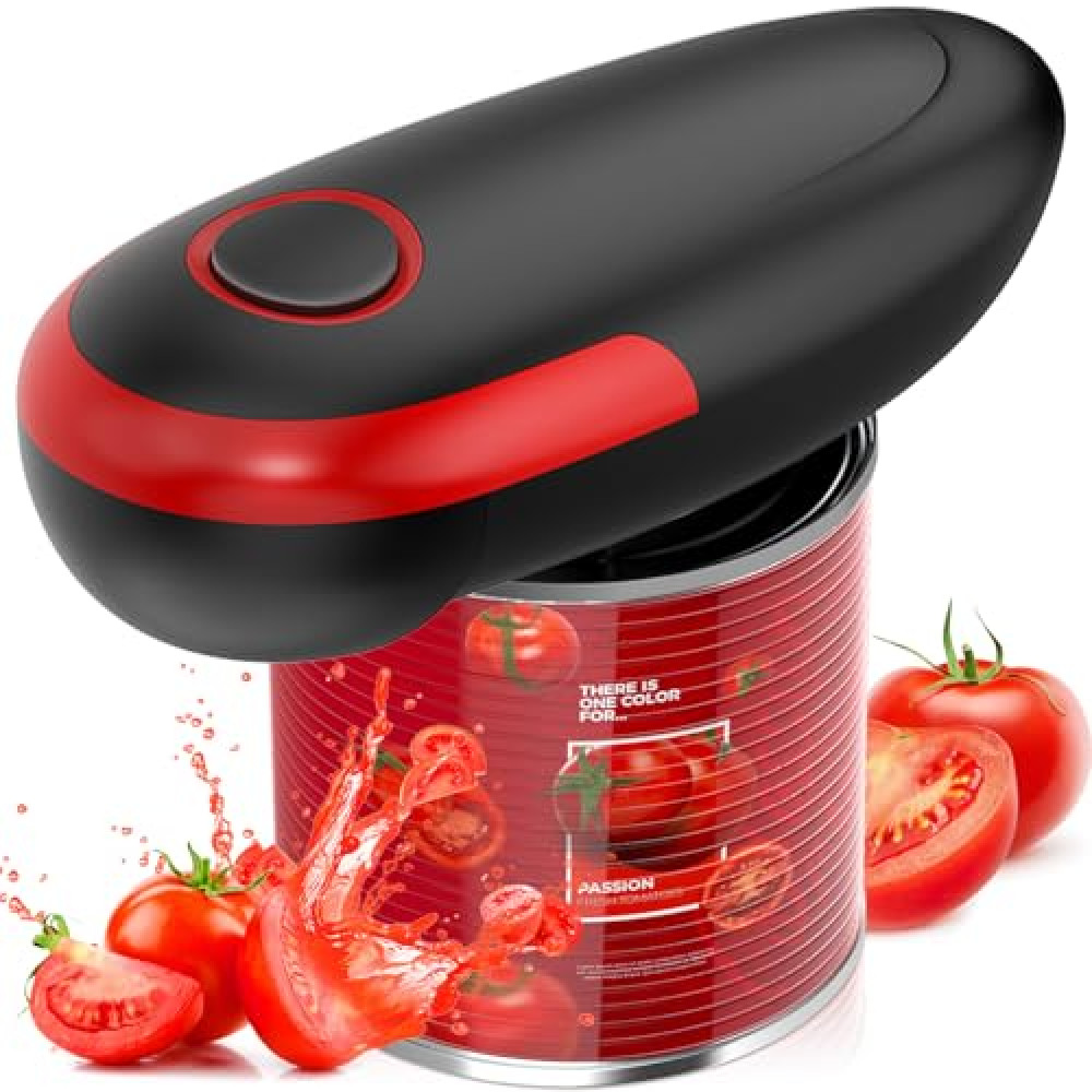 One Touch Electric Can Opener Easy Open Any Can Sizes with Smooth Edge, Food-Safe Handheld Portable Battery Operated Electric Can Openers, Kitchen Gadget for Kitchen, Seniors, Chef, Arthritis