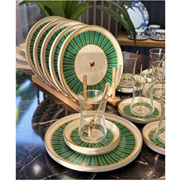Onedekor 18 Parça Green Bird Garden Pasta Çay Takımı Seti - 21 x 21 cm SSD / Solid State Drive Fiyatı