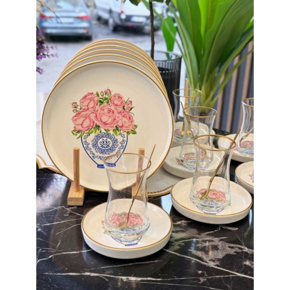 Onedekor 18 Parça Modern Roses Pasta Çay Saati Seti Mutfak Gereçleri Fiyatı