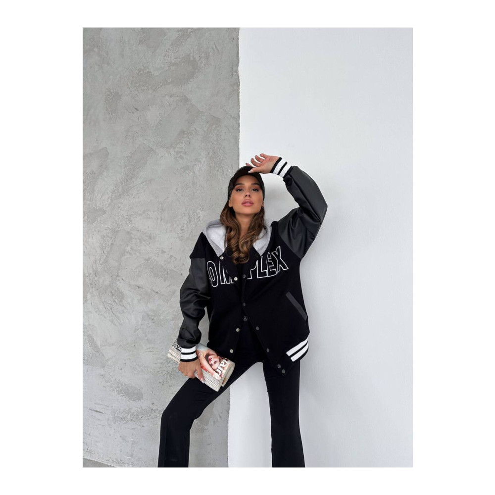 oneoff Unisex Oversize Siyah Baskılı Kolej Ceket S Beden Bayan Ceket Fiyatı