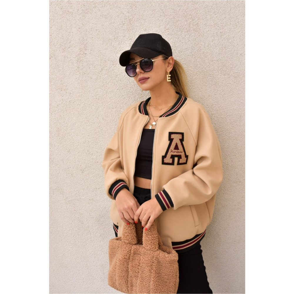 oneoff Unisex Oversize Siyah Baskılı Kolej Ceket XL Beden Bayan Ceket Fiyatı