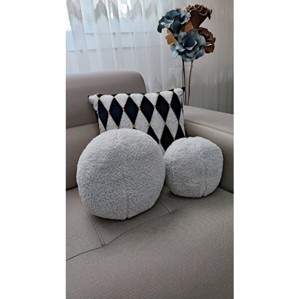Oneplise 2' Li Top Kırlent / Yastık Büyük Gri / Küçük Gri ( 42CM / 25CM) - 42 x 42 cm Kırlent / Mobilya Yastığı Fiyatı