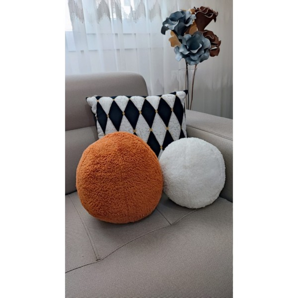 Oneplise 2' Li Top Kırlent / Yastık Büyük Kiremit / Küçük Ekru ( 42CM / 25CM) - 42 x 42 cm - Kiremit - Ekru Kırlent / Mobilya Yastığı Fiyatı