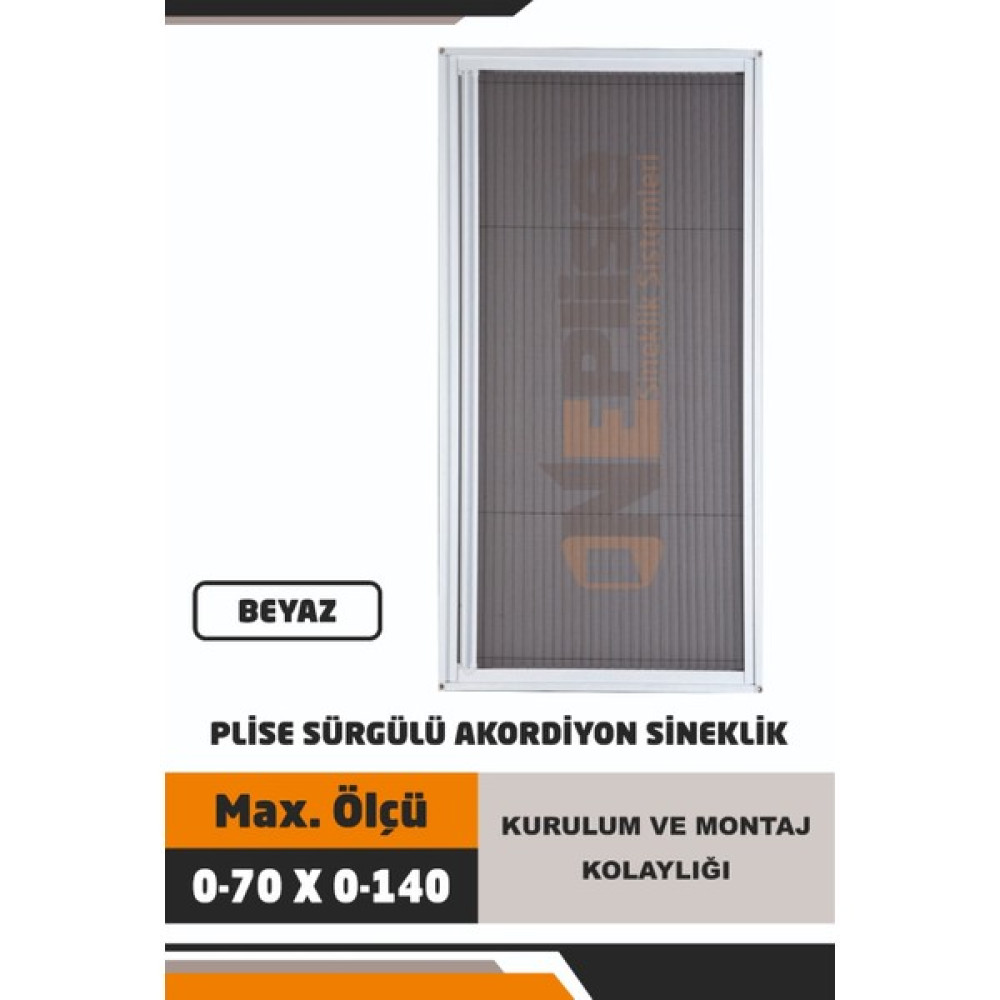 Oneplise Plise Akordiyon Sineklik (Ahşap Pencere, Pimapen Pencere, Alüminyum Pencere) (En: 0-70 x Boy: 0-140) - Beyaz - (En: 0-70 x Boy: 0-140) Bahçe Dekorasyon & Düzenleme Fiyatı