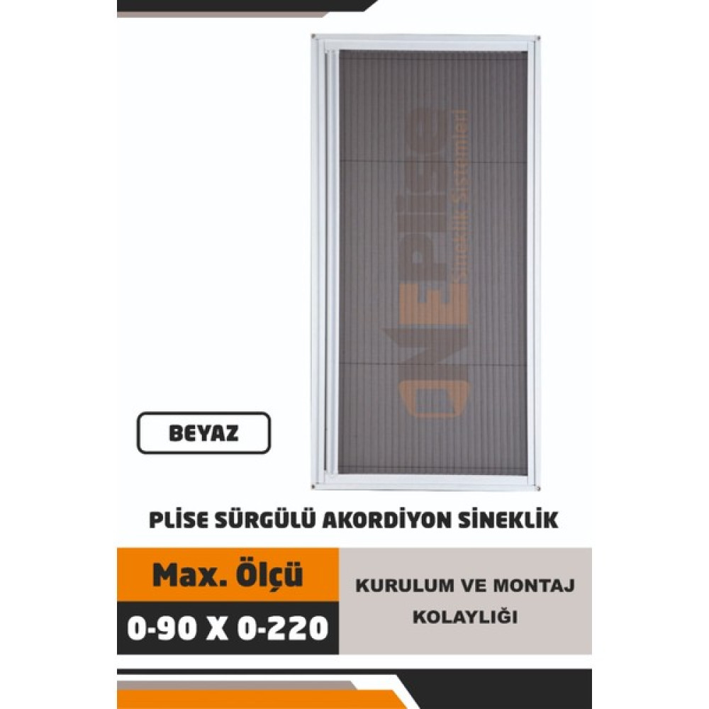 Oneplise Plise Akordiyon Sineklik (Demir Kapı ,ahşap Kapı, Çelik Kapı Pimapen Kapı) En: 0-90 x Boy: 0-220 - Beyaz Bahçe Dekorasyon & Düzenleme Fiyatı