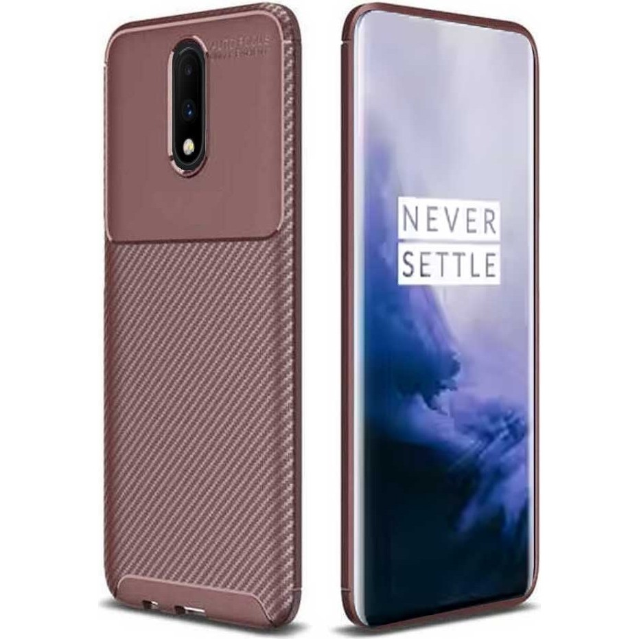 Oneplus 7 Uyumlu Karbon Desenli Negro Silikon Kılıf - Kahverengi Cep Telefonu Kılıfı Fiyatı