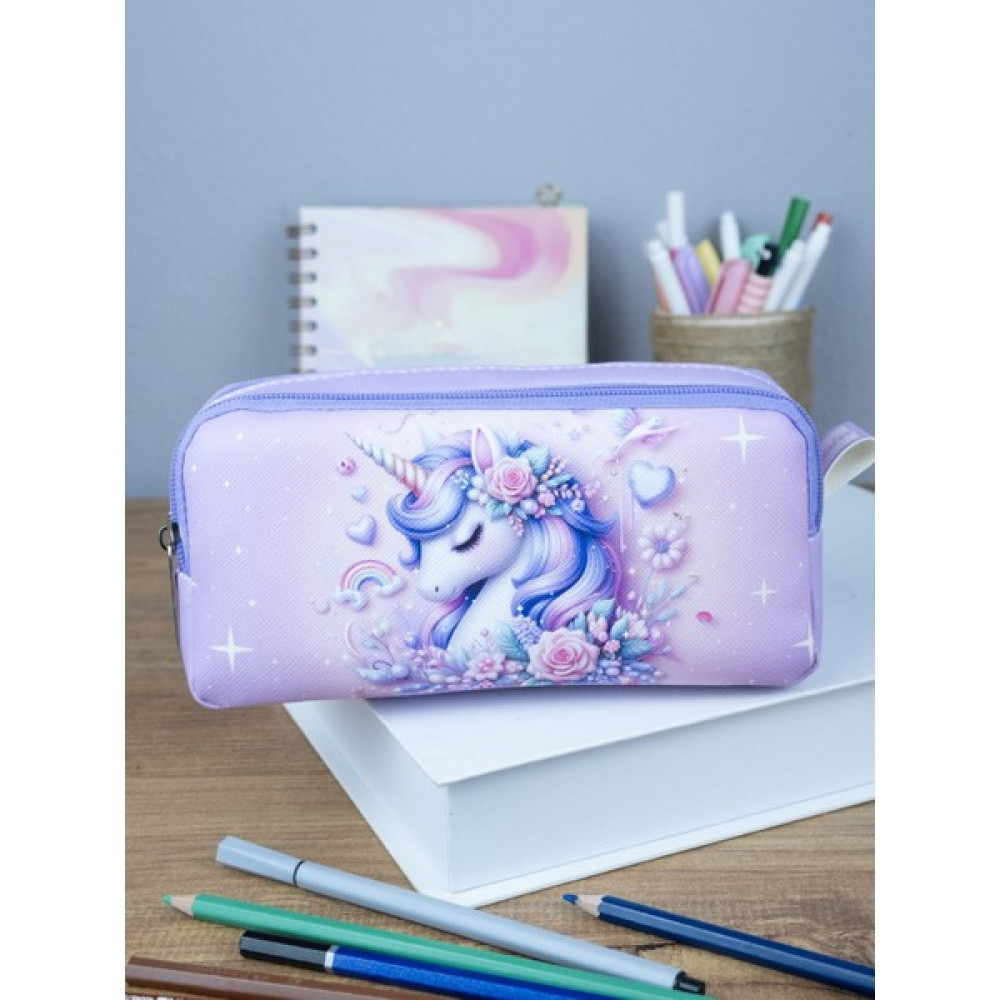 OneSize Kalem Kutusu Sweet Unicorn Iki Bölmeli Vegan Deri (Çift Gözlü Kalemlik) - Karışık-Çok Renkli - satandart Kalemlik (Kalem Kutusu) Fiyatı