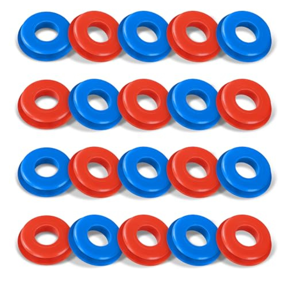 Ongfuwu 20PCS Glad Hand Seals, Rubber Gladhand Seals, Glad Hand Seal Washers Grommets Round Gaskets for Semi Trucks Trailers Brake Air Hose, Parts Number 10028, Semi Truck Accessories (Red+Blue)