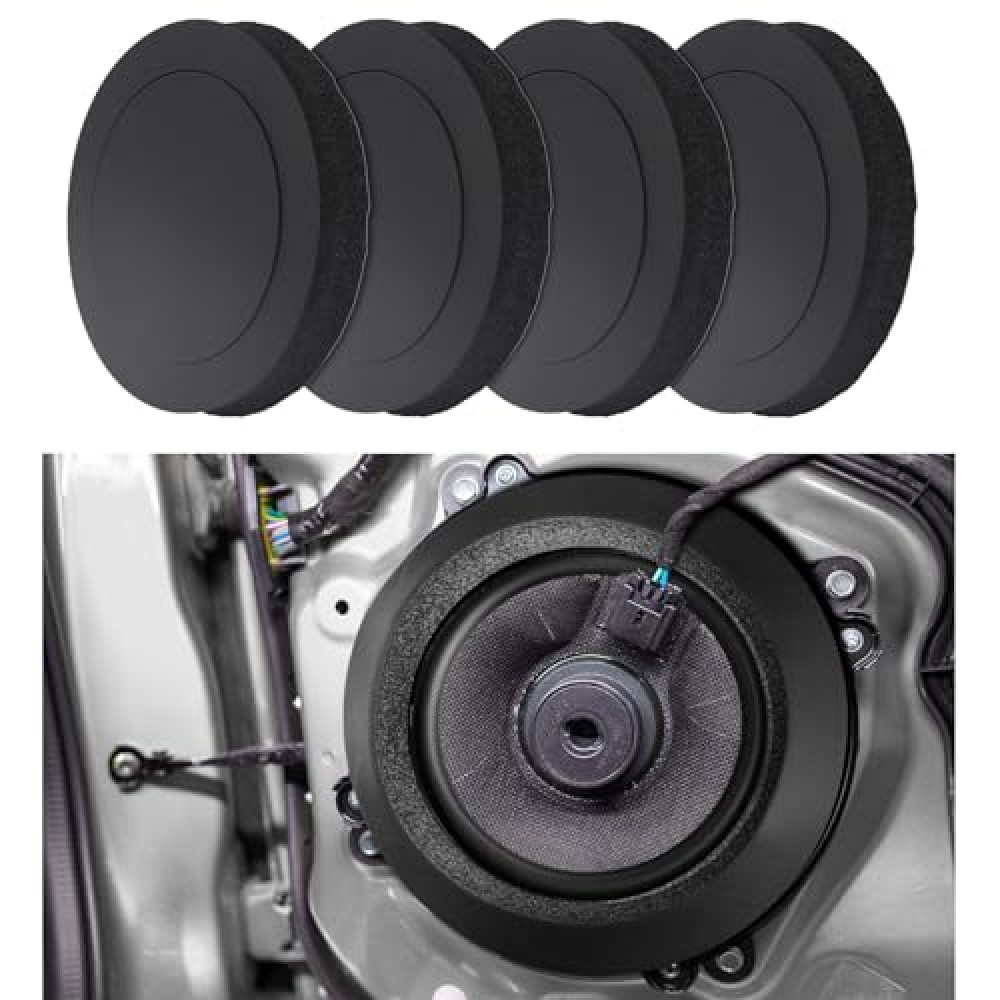 ongfuwu 4PCS 6.5" Speaker Foam Enhancer, Self-Adhesive Car Door Speaker Foam Rings, High Rebound Sponge Bass Blocker Pad for Car Speaker, Universal Speaker Fast Rings Car Accessories