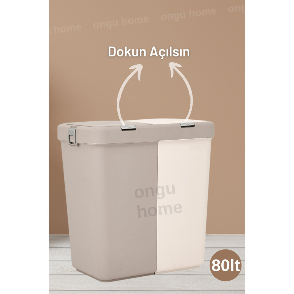ongu home Motek Kahve Ikili Kirli Sepeti Dokunmatik Motek Çamaşır Sepeti (80LT) Çamaşır Sepeti Fiyatı