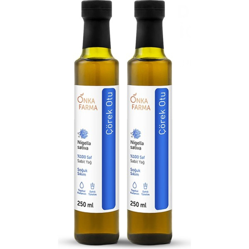 Onkafarma %100 Saf Çörekotu Yağı 2 x 250 ml %100 Doğal Soğuk Sıkım Yerli Çörek Otu Yerli Üretim Yüksek Timokinonlu - 500 ml Bitkisel Yağlar Fiyatı