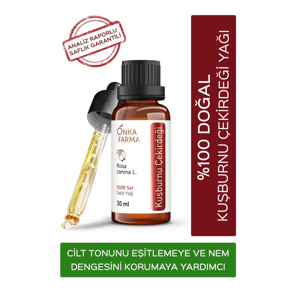 OnkaFarma %100 Saf Kuşburnu Çekirdeği Yağı Soğuk Sıkım 30 ml Cilt ve Yüz Bakımı Fiyatı