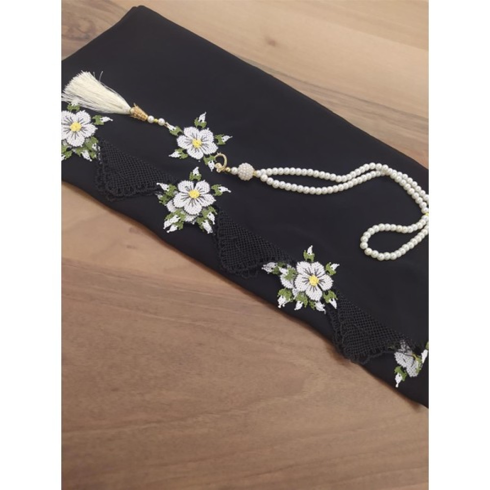 Onlayn Ticaret Iğne Oyasi Işlemeli Mevlüt Örtüsü - ​80 x 300 cm - Siyah Masa Örtüsü Fiyatı