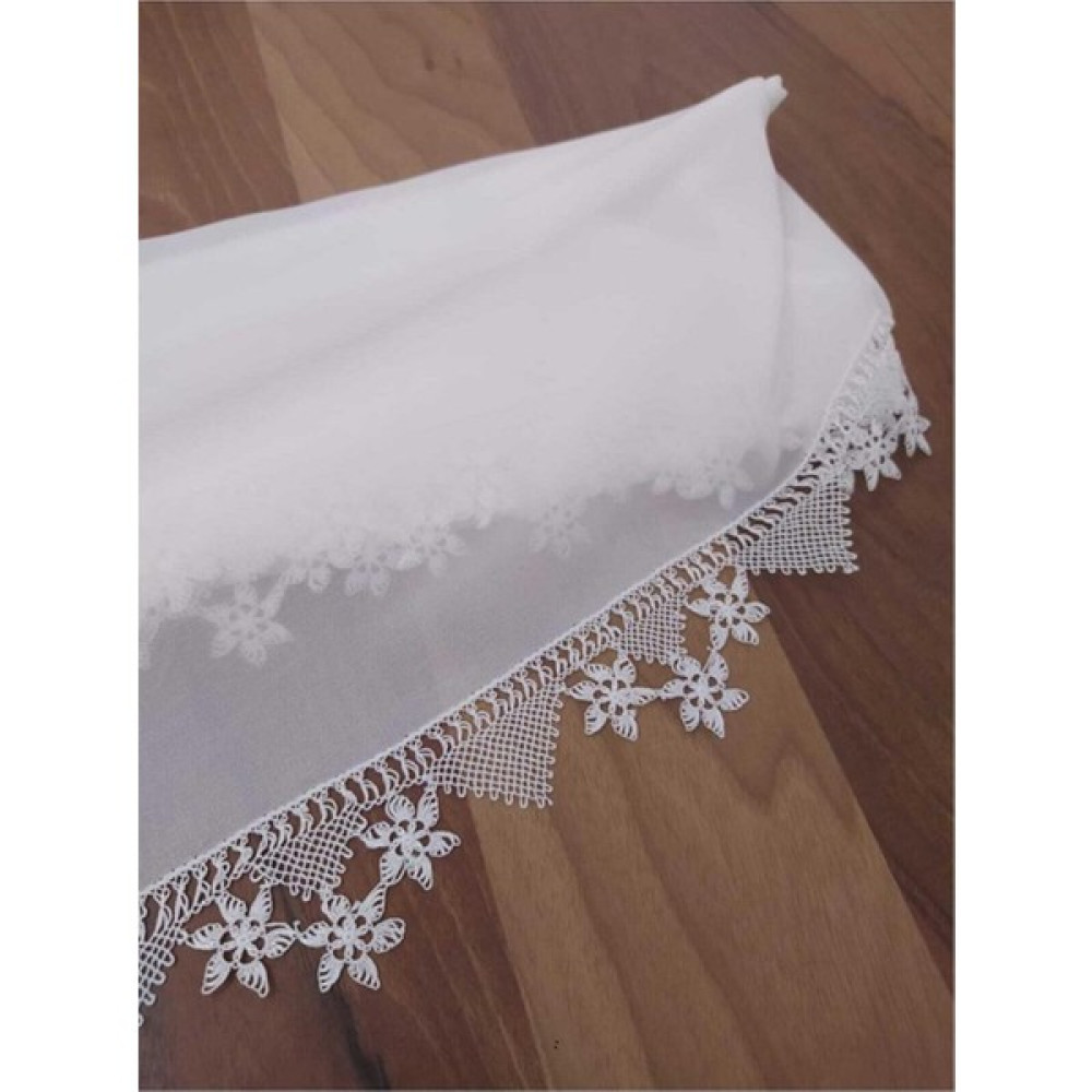 Onlayn Ticaret Iğne Oyası Işlemeli Mevlüt Örtüsü Erik Beyaz - ​80 x 300 cm Masa Örtüsü Fiyatı