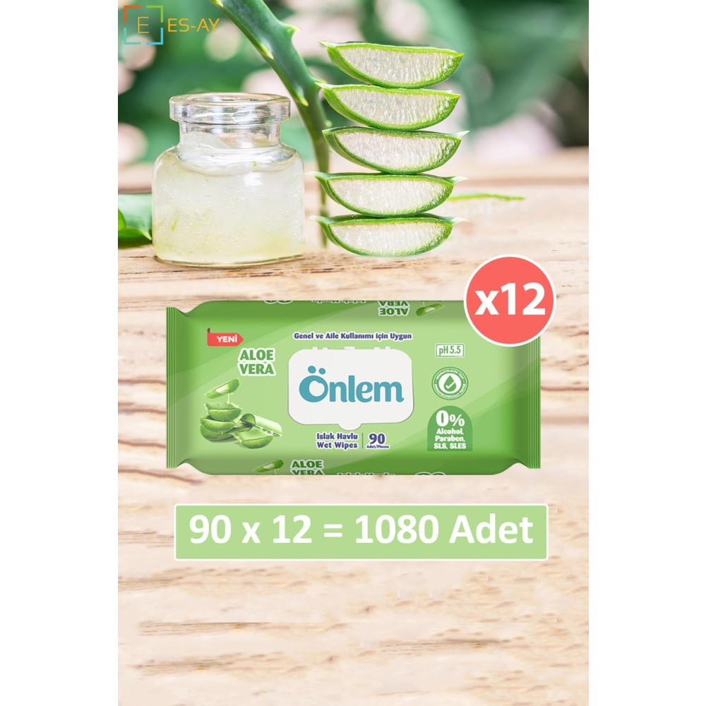 ÖNLEM Aleoveralı Islak Mendil 90 Lı X 12 Adet Bebek Mendil-Islak Mendil Fiyatı