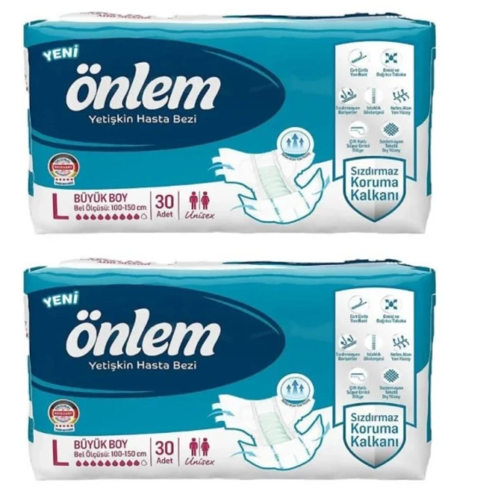 Onlem Belbantli Tekstil Yuzey Buyuk Boy (L) 30'Lu 2 Paket Hasta Bezi Hasta Bezleri ve Temizliği Fiyatı