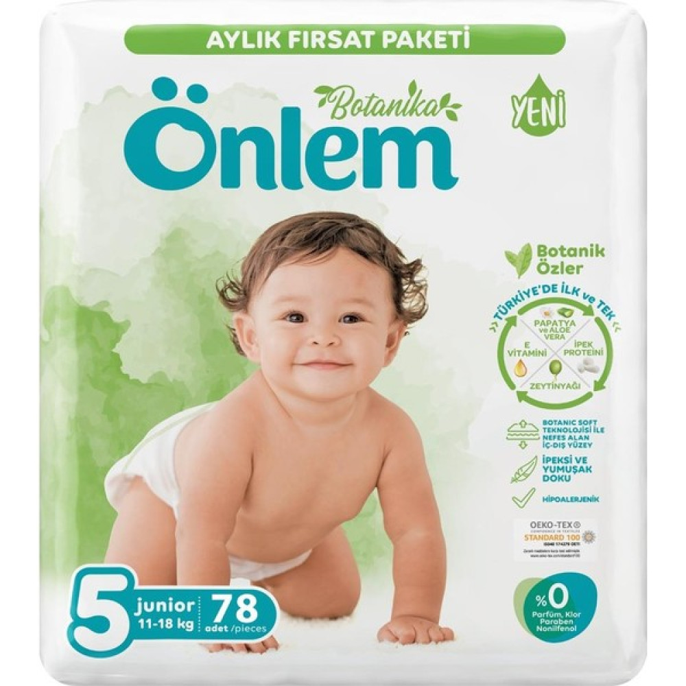 Önlem Botanika 5 Numara Junior Bebek Bezi 78 Adet - 5 Beden (11 - 18 kg) Bebek Bezi Fiyatı