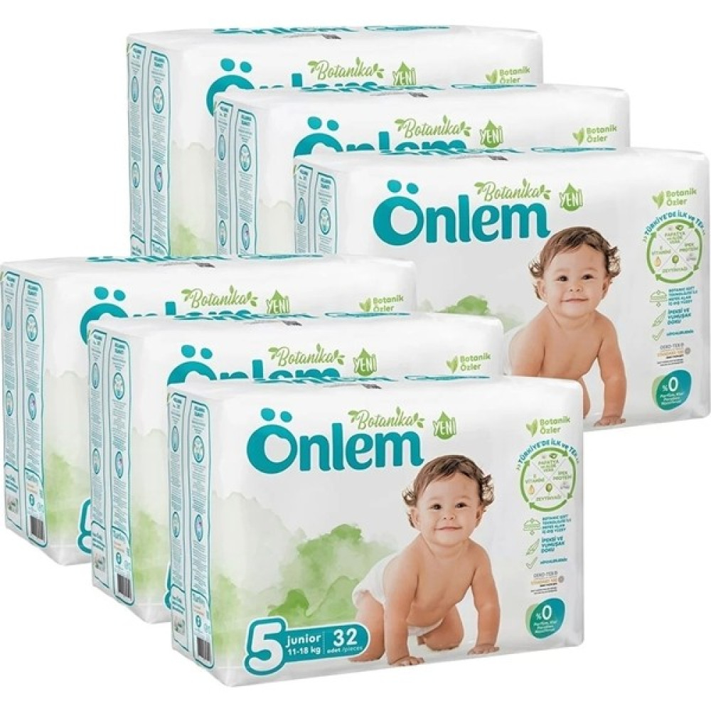 Önlem Botanika 5 Numara Junior Bebek Bezi Jumbo Paket 32 Adet (11-18 Kg) x 6 Paket - 5 Beden (11 - 18 kg) Bebek Bezi Fiyatı