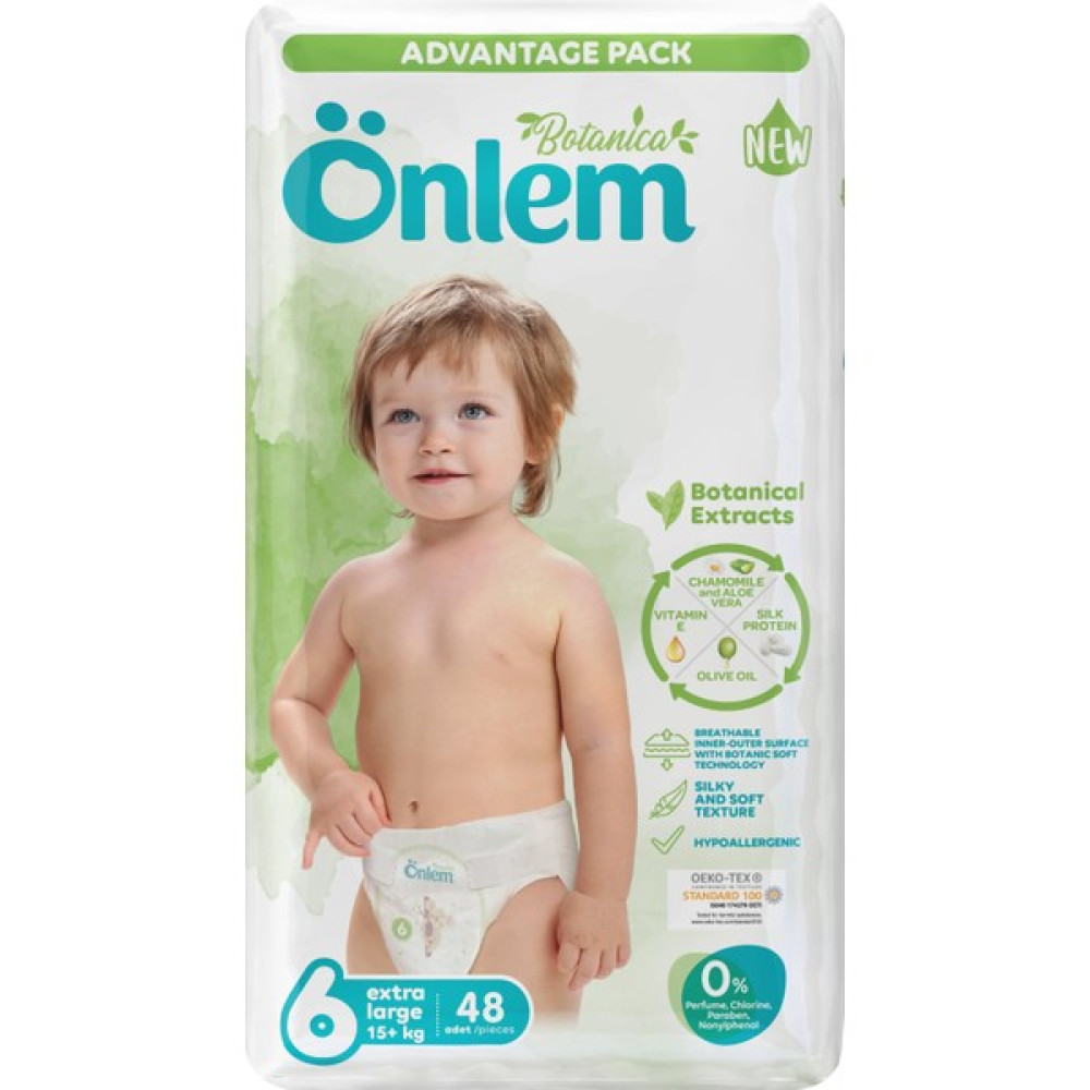 Önlem Botanika Bebek Bezi 6 Beden Extra Large 48 Adet (16+ kg) Bebek Bezi Fiyatı