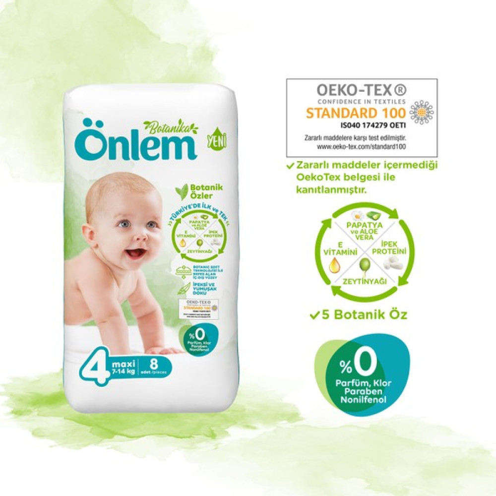 Önlem Botanika Bebek Bezi Deneme Paketi Maxi 8’li (7-14 Kg) - 4 Bebek Bezi Fiyatı