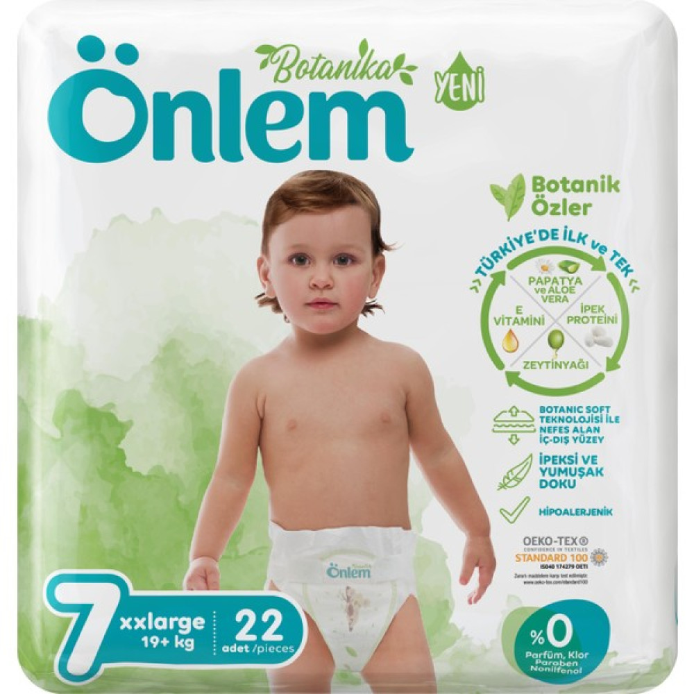 Önlem Botanika Bebek Bezi Ikili Jumbo 7 Beden Xxlarge 22 Adet (19+ Kg) Bebek Bezi Fiyatı