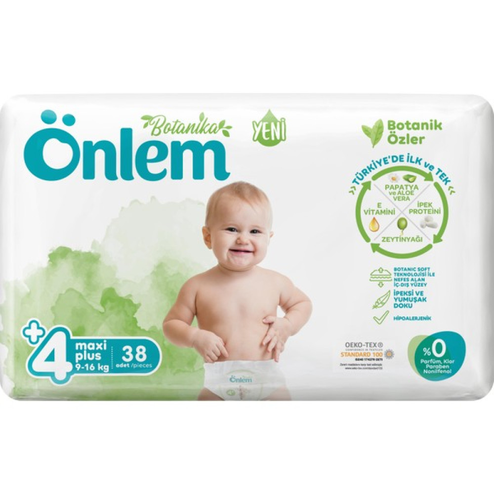 Önlem Botanika Bebek Bezi Ikili Jumbo Paket 4+ Beden Maxi Plus 38 Adet (9-16 Kg) Bebek Bezi Fiyatı