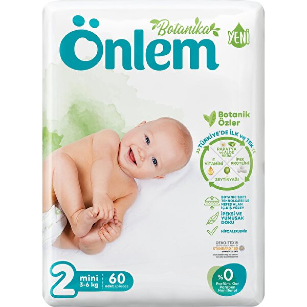 Önlem Botanika Bebek Bezi Ikilijumbo Paket 2 Beden Mini 60 Adet (3 - 6 Kg) Bebek Bezi Fiyatı