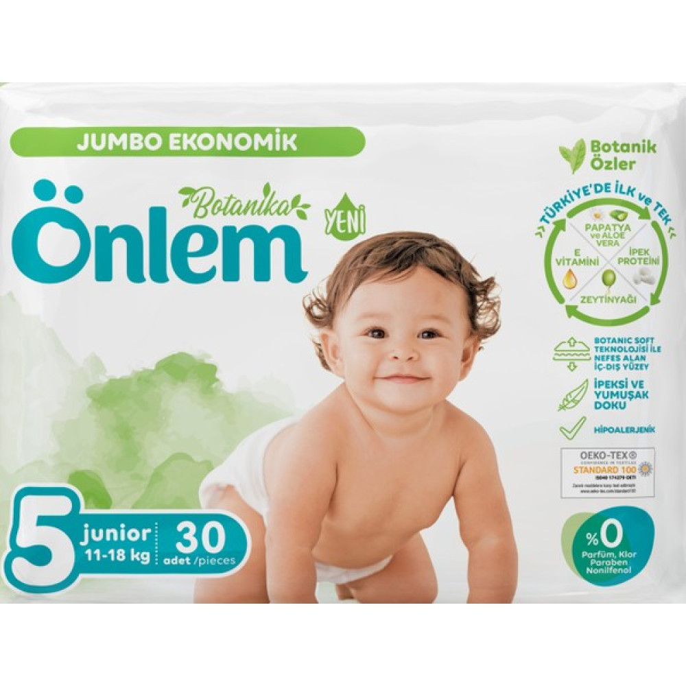 Önlem Botanika Bebek Bezi Jumbo Ekonomik Paket Junior No:5 11-18 kg 30'lu - 5 Bebek Bezi Fiyatı