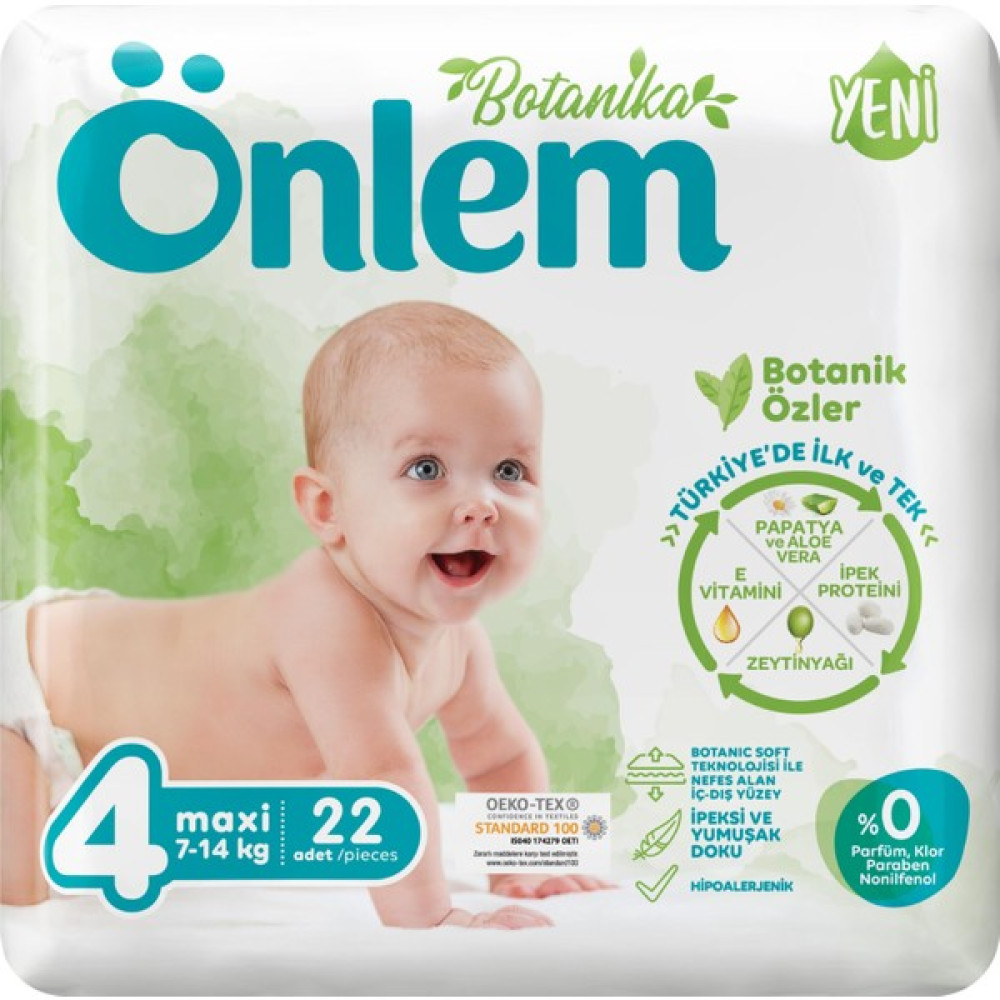 Önlem Botanika Bebek Bezi Jumbo Paket 4 Beden Maxi 22 Adet (7-14 kg) Bebek Bezi Fiyatı