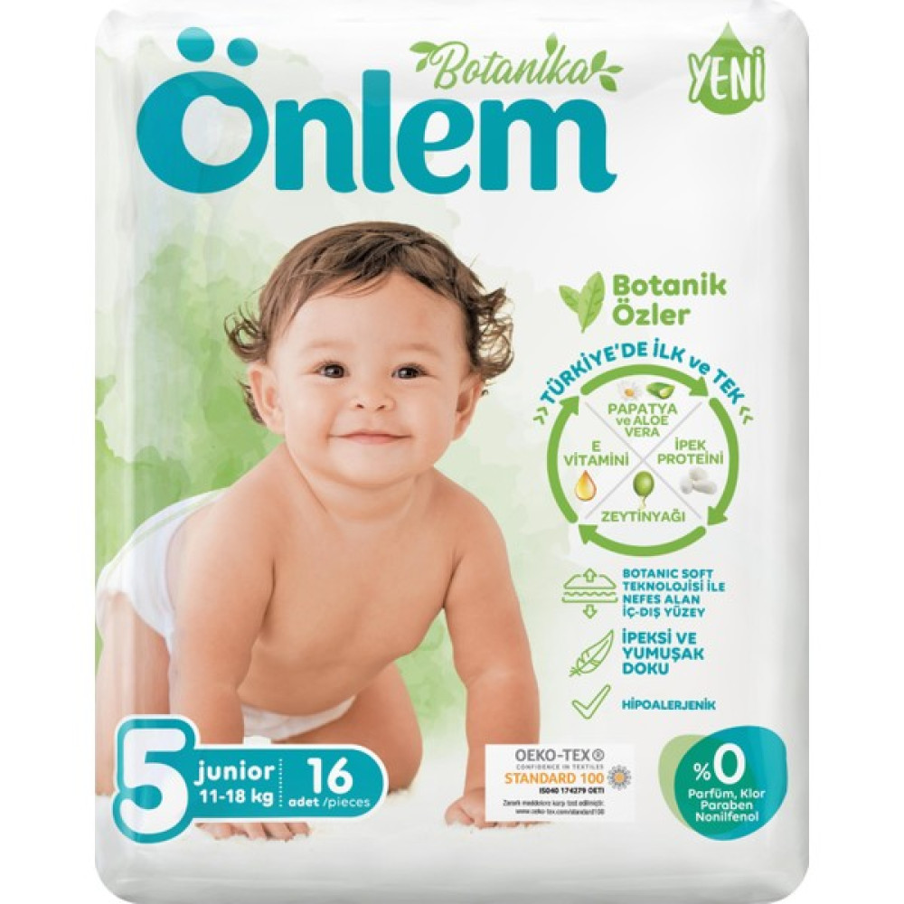 Önlem Botanika Bebek Bezi Jumbo Paket 5 Beden Junior 16 Adet (11-18 Kg) Bebek Bezi Fiyatı