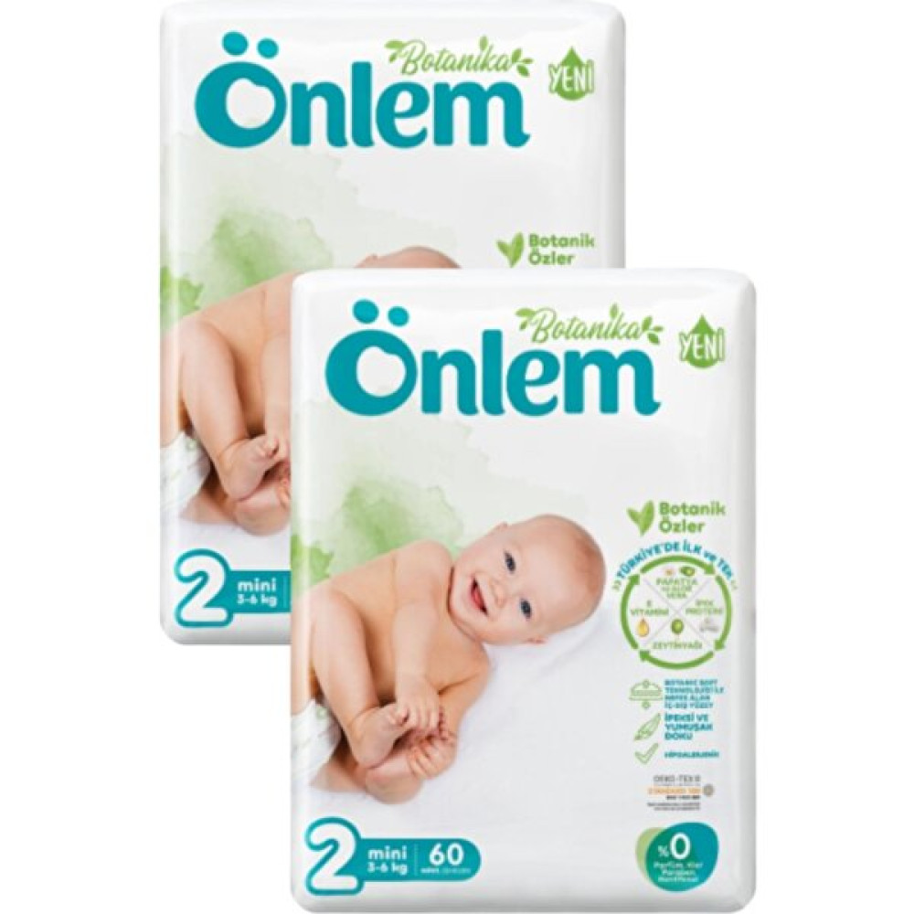 Önlem Botanika Bebek Bezi Mini 3-6 kg 2 Beden 2 x 60 Adet Bebek Bezi Fiyatı