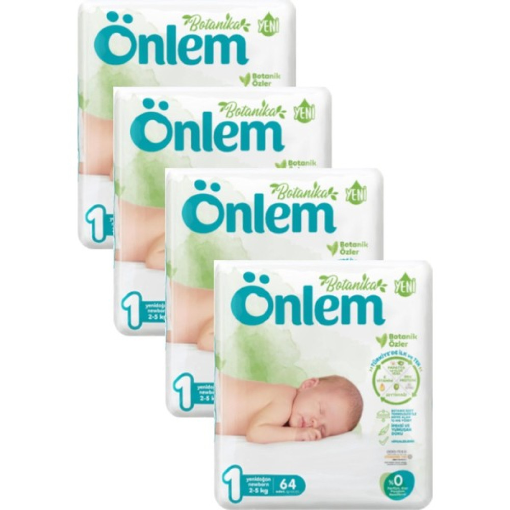 Önlem Botanika Bebek Bezi Yenidoğan Newborn 2-5 kg 1 Numara 4 x 64 Adet Bebek Bezi Fiyatı