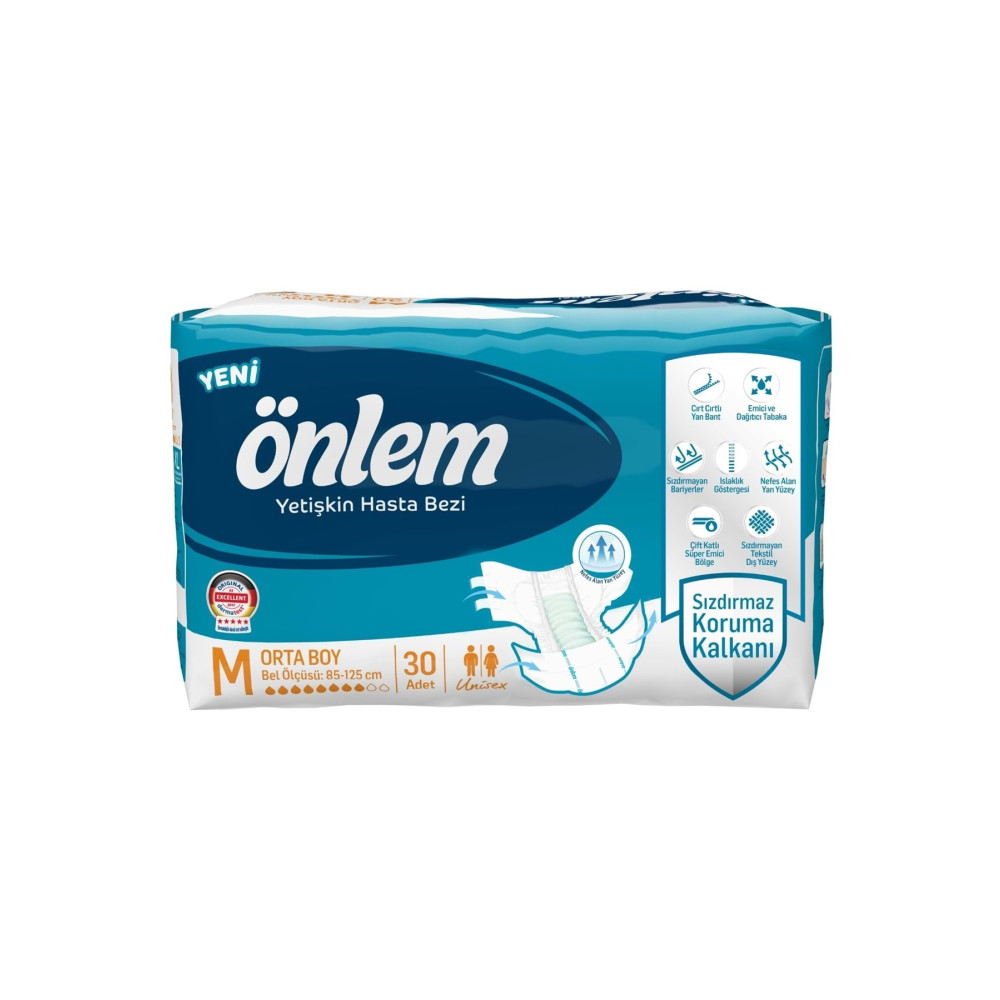 ÖNLEM Hasta Bezi Bel Bantlı Tekstil Yüzey Medium Orta (30 ADET) Hasta Bezleri ve Temizliği Fiyatı