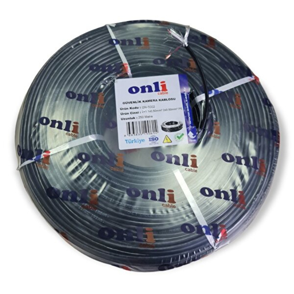 Onli 2+1 0.50mm Dış Ortam 250 M Siyah Cctv Kamera Kablosu Ağ / Network Kablosu Fiyatı
