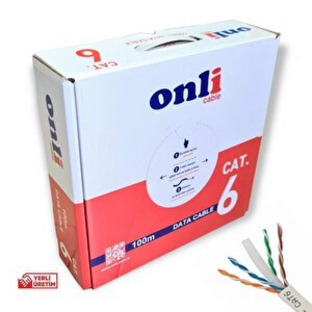 Onli 23awg Utp Cat6 Network Kablosu Gri 100mt Yerli Üretim Ağ / Network Kablosu Fiyatı