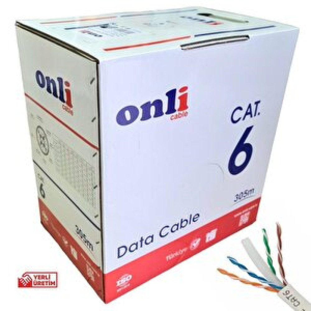 Onli 305mt 23awg Utp Cat6 Network Kablosu Gri Yerli Üretim Ağ / Network Kablosu Fiyatı
