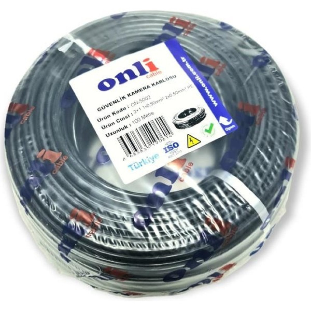 Onli Cable Onli 2+1 0.50MM 100METRE Dış Ortam Cctv Kamera Kablosu Siyah Güvenlik Kamerası Kablosu Fiyatı