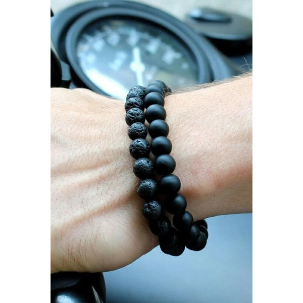 Online Kordon Lav-Mat Siyah Oniks Oval Kesim Doğaltaş Ikili Unisex Bileklik 8mm Saat ve Bileklik Aksesuarı Fiyatı