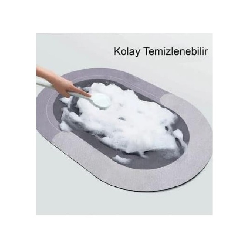 Online Sepetim Süper Su Emici Sihirli Banyo Paspası, Kaymaz Tabanlı Banyo Abdest Paspası - Gri - Mavi - oval Klozet Takımı Fiyatı