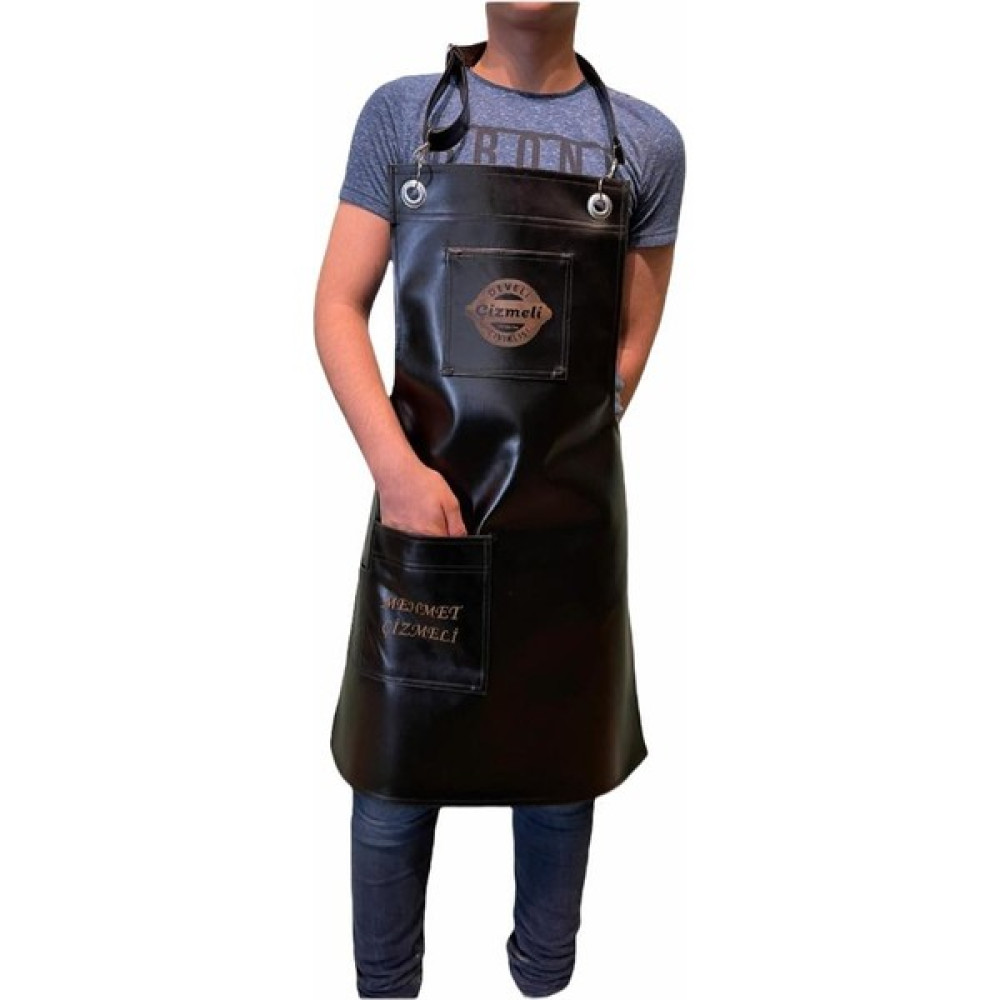 Önlük Sepeti Deri Barista Cafe Şef Önlükleri Cepli Askılı Kasap Garson Önlüğü - Standart - Siyah Mutfak Önlüğü Fiyatı