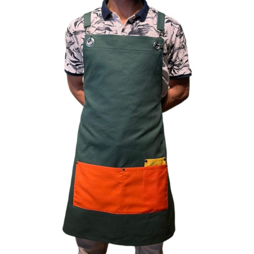 Önlük Sepeti Koyu Yeşil Yeni Sezon Trend Çapraz Askılı Önlük Barista Garson - Standart Mutfak Önlüğü Fiyatı