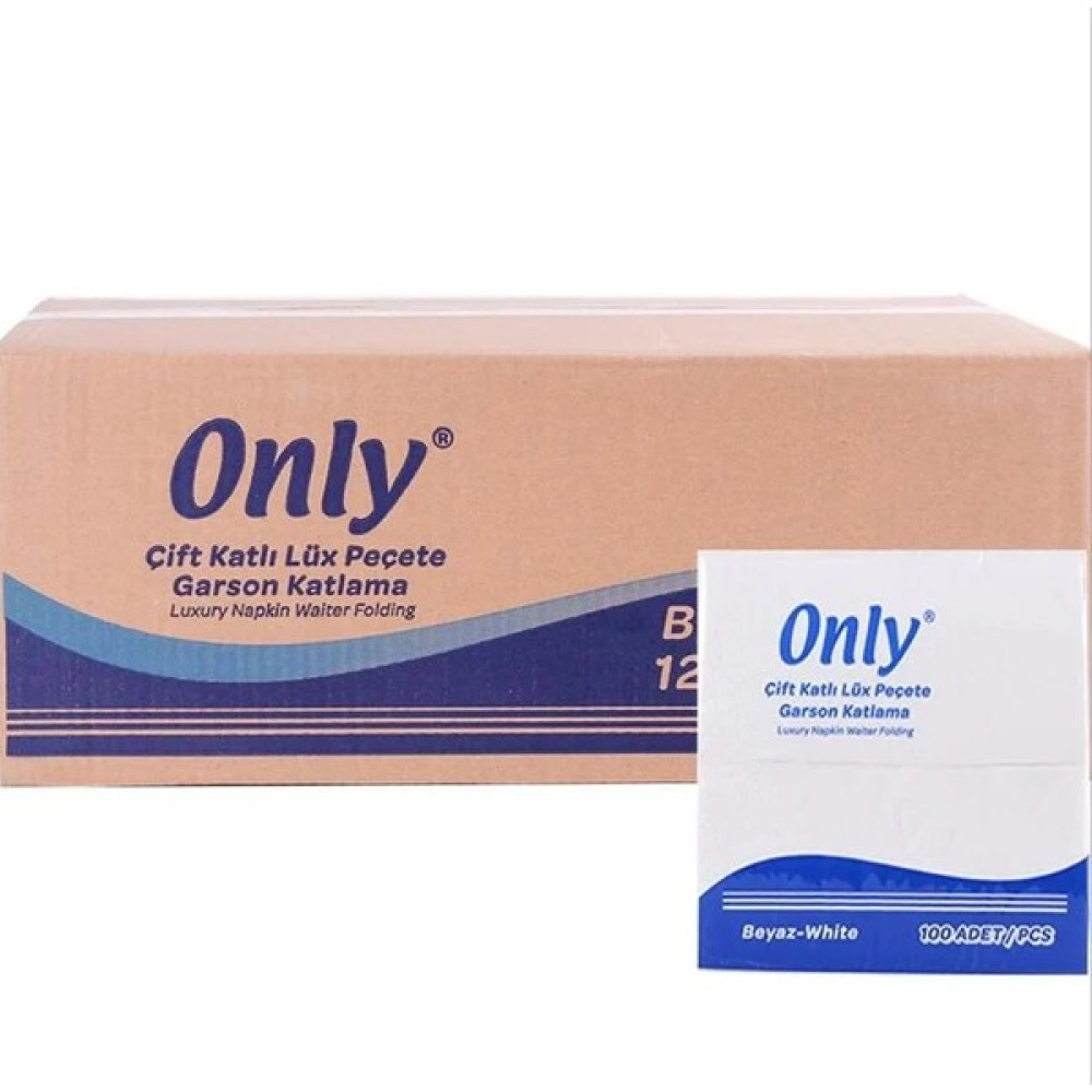 Only 33*33 cm Çift Katlı Garson Katlama Lüx Peçete 100'lü x 12 Paket Oto Boyaları Fiyatı
