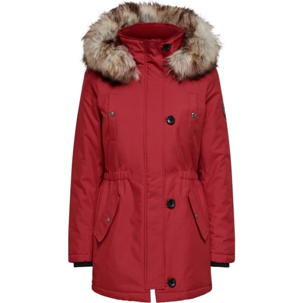Only Kapüşonlu Kırmızı Kadın Parka 15304625 Kadın Kaban Fiyatı