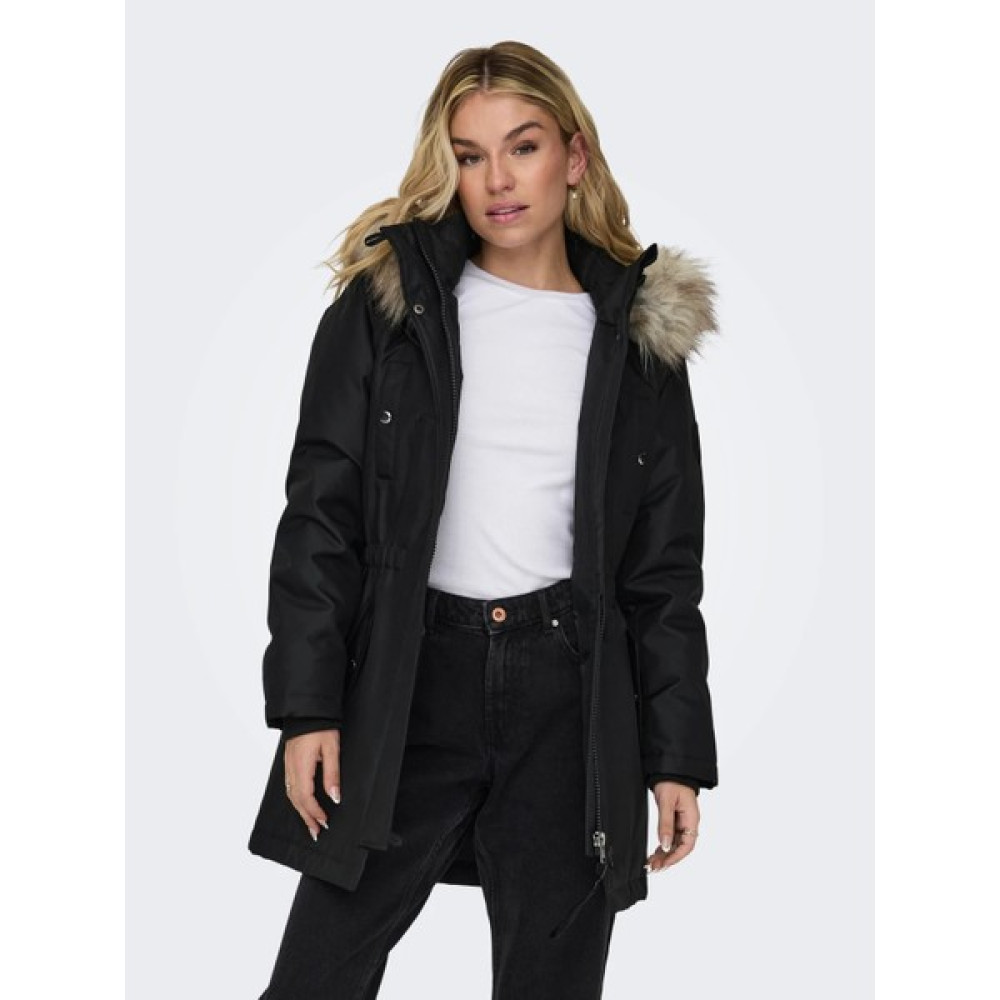 Only Kapüşonlu Siyah Kadın Parka 15304625 Kadın Kaban Fiyatı