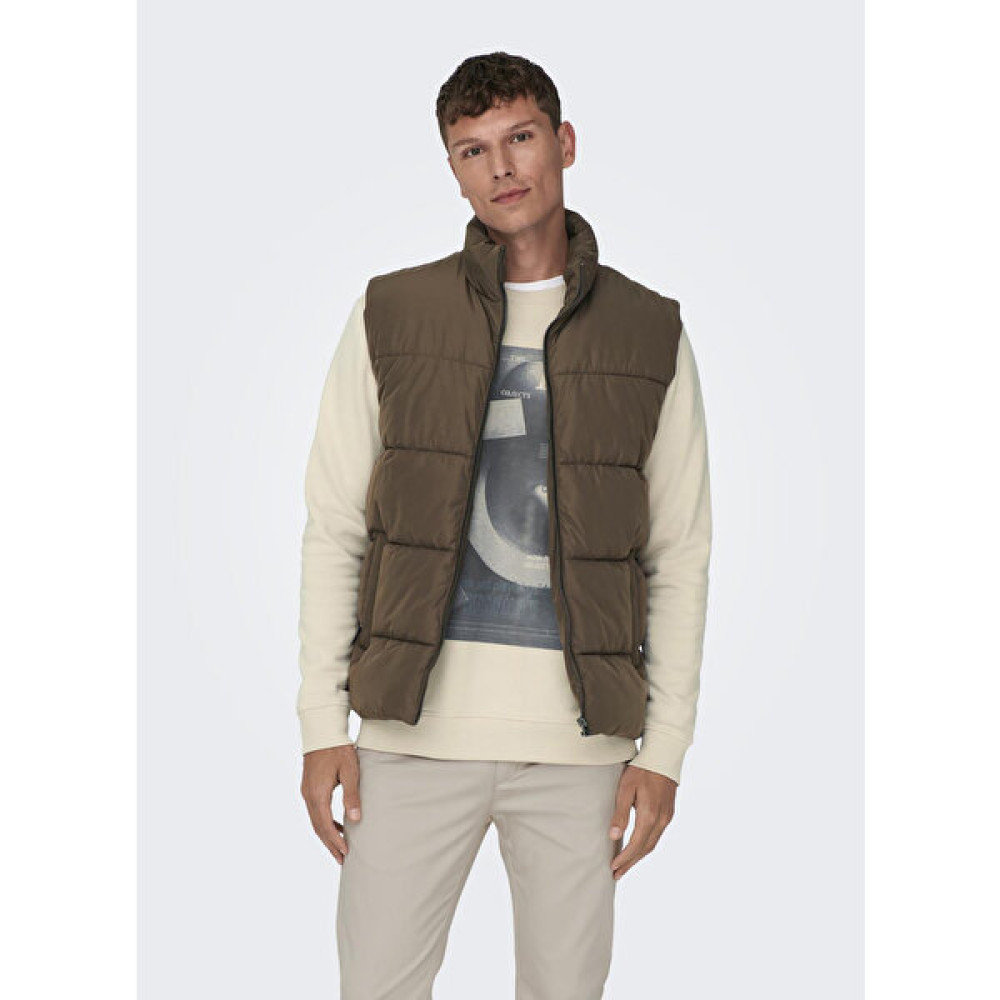 Only & Sons Bordo Erkek Yelek 22022232_ONSMELVIN Lıfe Puffer Vest Erkek Yelek Fiyatı