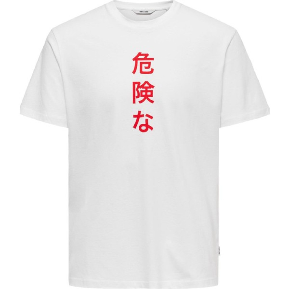 Only & Sons Erkek Beyaz Ejderha T-SHIRT-22018480 Erkek T-shirt Fiyatı