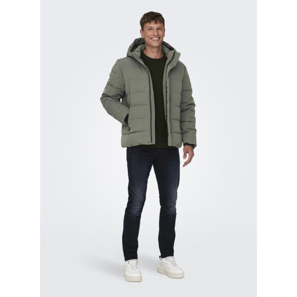Only & Sons Gri Erkek Mont 22019598_ONSCAYSON Puffa Otw Erkek Mont Fiyatı