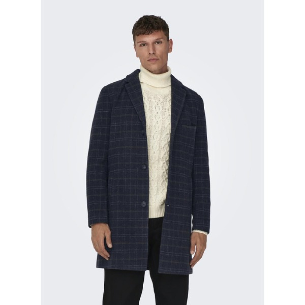 Only & Sons Only Koyu Gri Erkek Mont 22019969_ONSJAYLON Check Wool Coat Erkek Mont Fiyatı